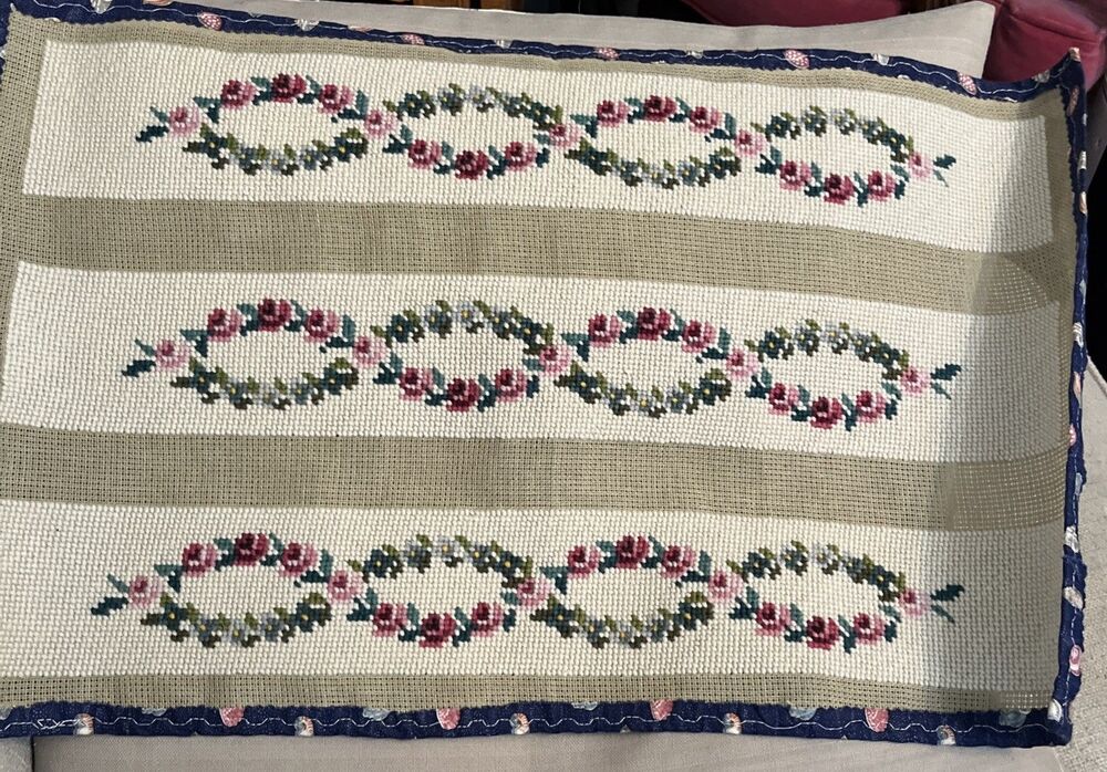 Vintage 3 Needlepoint Finished Handcrafted Trims Sewing Crafts 3" by 20.5"